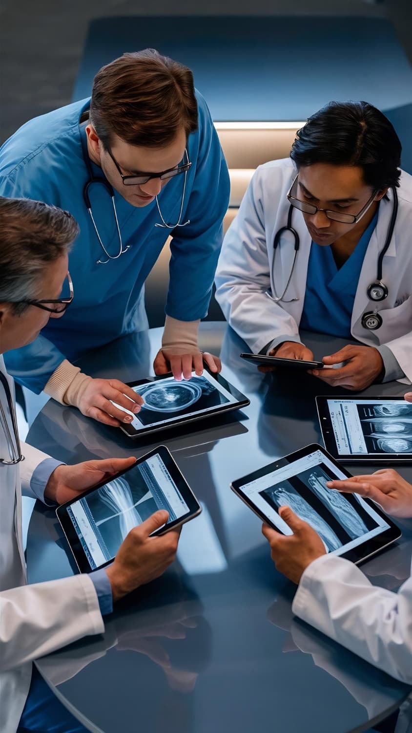 Healthcare team collaborating with digital tools